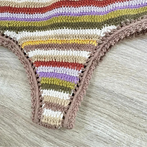 NWT Free People She Made Me Rahi Crochet High Waisted Bikini Swim Bottom Brown M - Picture 7 of 11